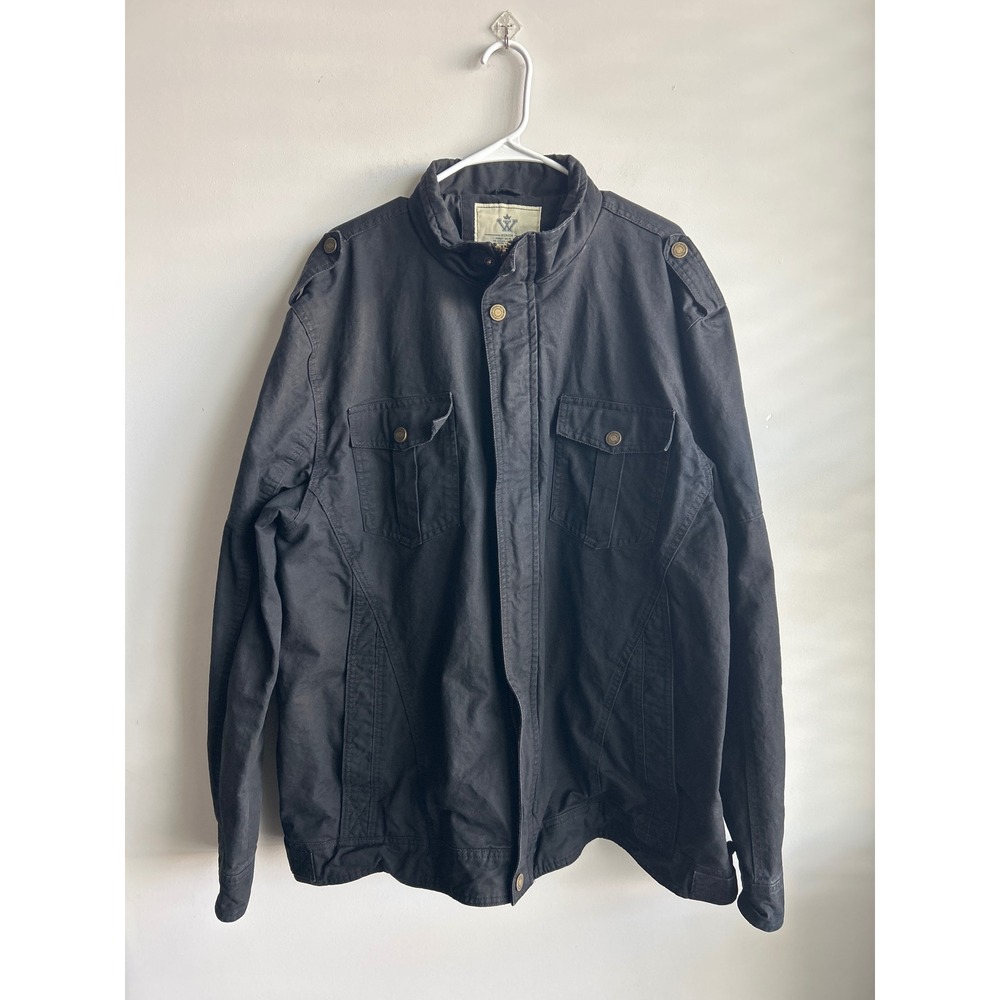WenVen Black Military Jacket Full Zip Mens 3XL